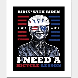 Bicycle Fall trap America Flag Sunglasses Ridin' with Biden Posters and Art